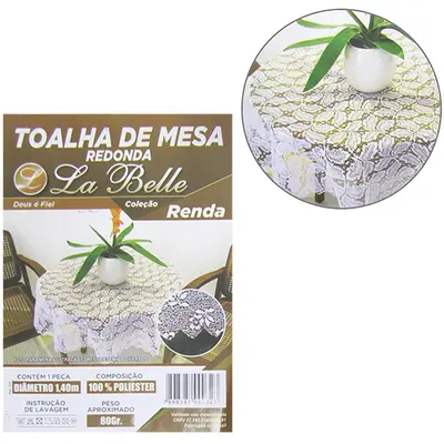TOALHA DE MESA DE RENDA REDONDA 1,40M DE Ø