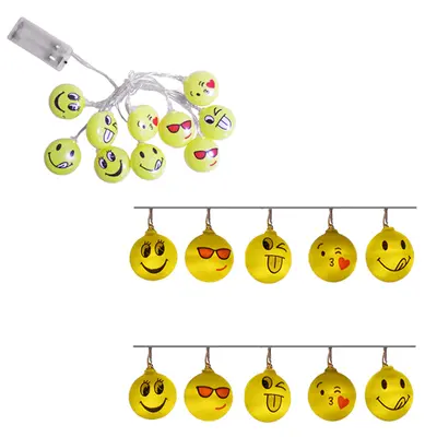 ENFEITE LUMINOSO EMOTICONS DE PLASTICO 1,8M A PILHA