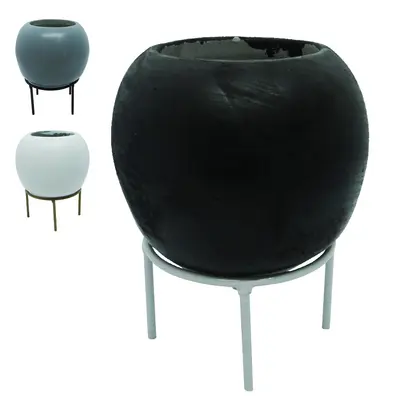 VASO DECORATIVO DE CIMENTO REDONDO COM SUPORTE ARAMADO COLORS 12,5X10CM DE Ø