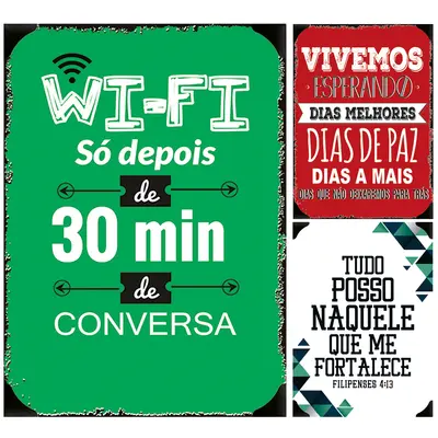 QUADRO DECORATIVO 20X30CM PLACA DE METAL ADESIVADO FRASES