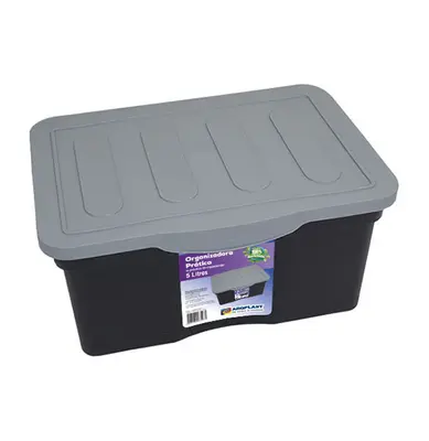CAIXA ORGANIZADOR CONTAINER DE PLASTICO RETANGULAR PRATICA COM TAMPA 5L 27X19X13CM