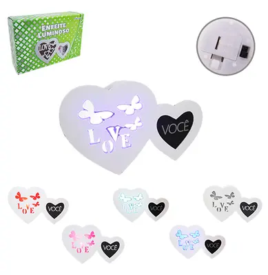 ABAJUR LUMINARIA DE LED MULTICOLOR VAZADO LOVE COM PORTA RETRATO 16X11X3,5CM A BATERIA