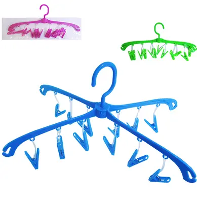 VARAL DE PENDURAR DE PLASTICO EM X DOBRAVEL COM 12 PRENDEDORES COLORS