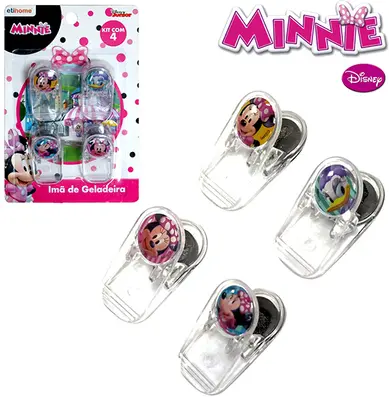 IMA PRENDEDOR MAGNETICO MULTIUSO MINNIE COM 4 PECAS NA CARTELA