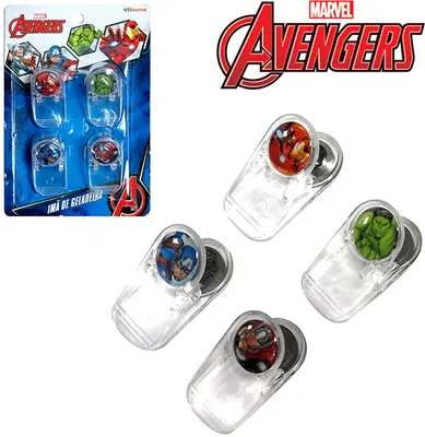 IMA PRENDEDOR MAGNETICO MULTIUSO VINGADORES/AVENGER5 COM 4 PECAS NA CARTELA