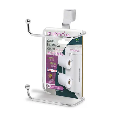 SUPORTE PORTA PAPEL HIGIENICO DUPLO PARA CAIXA ACOPLADA ARAMADO 21X12X7,5CM
