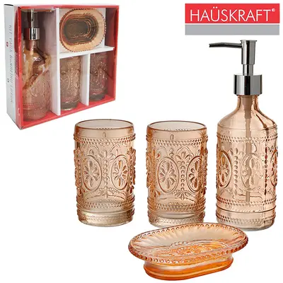 JOGO PARA BANHEIRO DE VIDRO LUXOR HAUSKRAFT COM 4 PECAS NA CAIXA