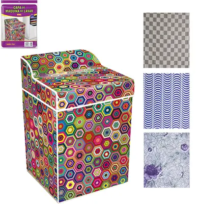 CAPA DE VINIL PARA MAQUINA DE LAVAR ESTAMPAS SORTIDAS GRANDE 91X69X66CM