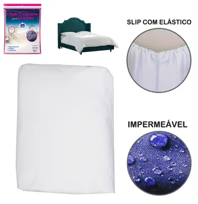 CAPA IMPERMEAVEL PARA COLCHAO CASAL COM ELASTICO SLIP 188X138X30CM