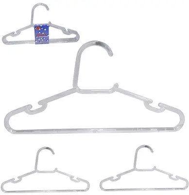 CABIDE ROUPA INFANTIL DE ACRILICO PEROLA COM CAVA 3 PECAS 27,5X14CM