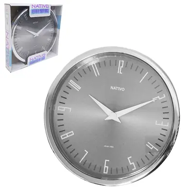 RELOGIO DE PAREDE REDONDO METALIZADO PRATA JUBILEE 23CM DE Ø
