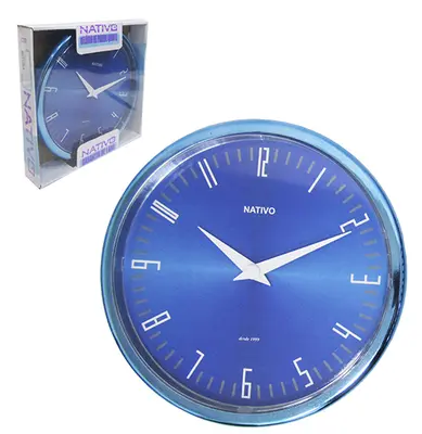 RELOGIO DE PAREDE REDONDO METALIZADO AZUL JUBILEE 23CM DE Ø