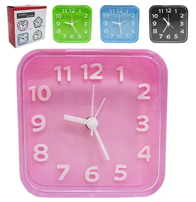 RELOGIO DE MESA / DESPERTADOR QUADRADO COLORS 8,5CM