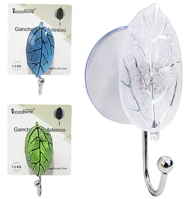 CABIDE GANCHO DE METAL FOLHA COM VENTOSA 10CM