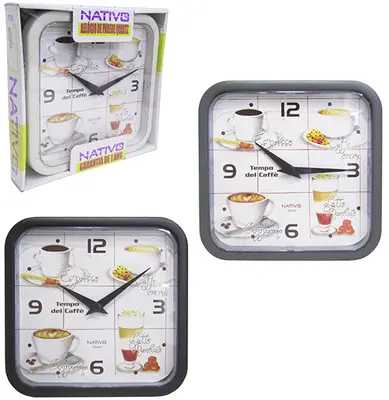 RELOGIO DE PAREDE QUADRADO CAFE COLORS 22CM