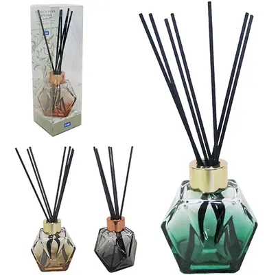 DIFUSOR DE AROMAS PARA AMBIENTES VASO DE VIDRO LISO COLORS 8X8CM 120ML