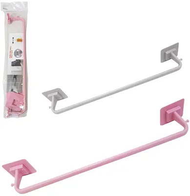SUPORTE PORTA TOALHA DE PAREDE DE PLASTICO COM AUTOADESIVO COLORS 48X8CM