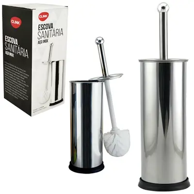 ESCOVA SANITARIA COM SUPORTE REDONDO DE INOX E BASE ANTIDERRAPANTE 36,5X10CM DE Ø