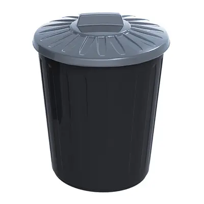 LIXEIRA CESTO DE PLASTICO REDONDO PRETO COM TAMPA E ALCA 14L 33X29CM DE Ø
