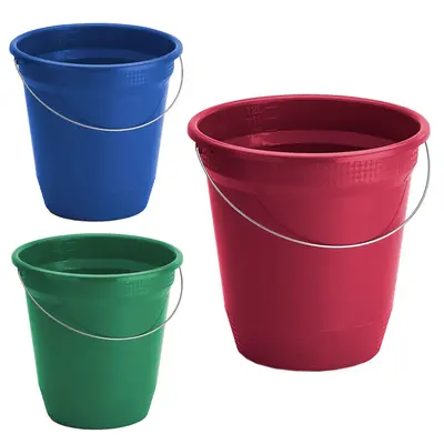 BALDE GRADUADO DE PLASTICO REDONDO COM ALCA DE METAL 12L 29X30CM DE Ø