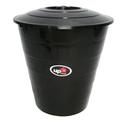 LIXEIRA DE PIA DE PLASTICO REDONDA COM TAMPA PRETA 6L