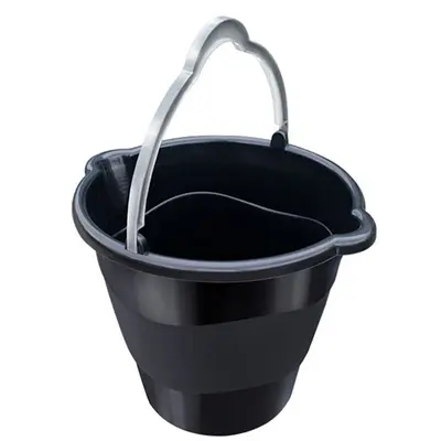 BALDE DE PLASTICO REDONDO PRETO COM 2 BICOS E ALCA 10L 26,5X28,5CM DE Ø