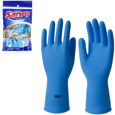 LUVA DE LATEX AZUL SANRO LIGHT MULTIUSO PEQUENA