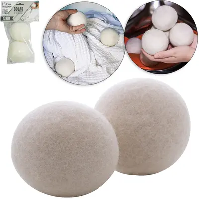 BOLA DE ALGODAO SECADORA PARA MAQUINA DE LAVAR / SECADORA DE ROUPA CASA LIMPA COM 2 PECAS 7CM DE Ø