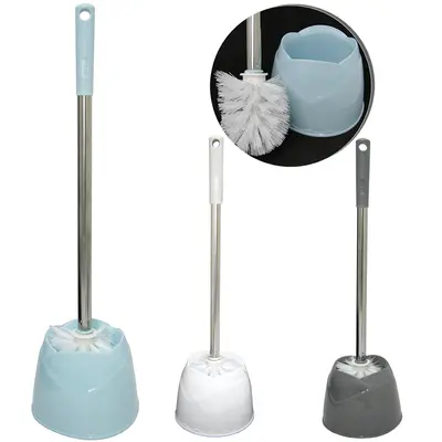 ESCOVA SANITARIA COM SUPORTE DE PLASTICO REDONDO COLORS CABO INOX 46X12,5CM DE Ø