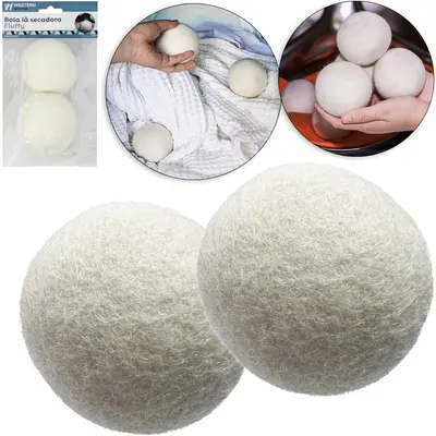 BOLA DE LA SECADORA PARA MAQUINA DE LAVAR /SECADORA DE ROUPA FLUFFY COM 2 PECAS 7CM DE Ø