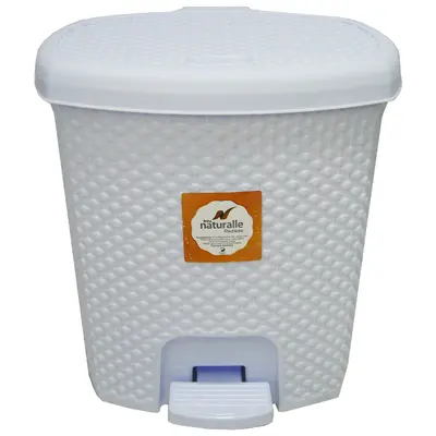 LIXEIRA COM PEDAL DE PLASTICO OVAL BRANCA NATURALLE 7,5L