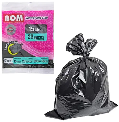 SACOS PARA LIXO BOM 20 PECAS 39X58CM 15L