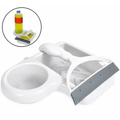 PORTA DETERGENTE / ESPONJA COM RODO DE PIA DE PLASTICO BRANCO 18,5X16CM