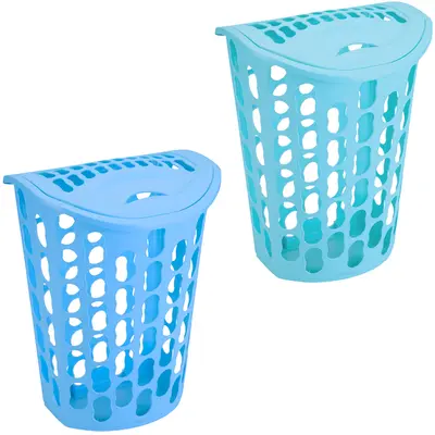 CESTO TELADO DE PLASTICO RETANGULAR PARA ROUPA COM TAMPA COLORS 40L