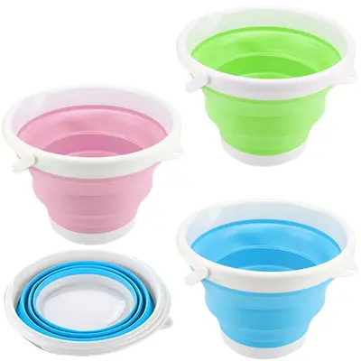 BALDE DE SILICONE REDONDO RETRATIL COM ALCA DE PLASTICO 10L 24,5X31CM DE Ø