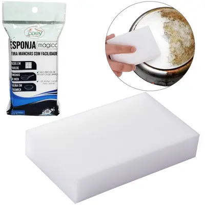ESPONJA / BUCHA MAGICA DE ESPUMA PARA MANCHAS DIFICEIS 10X6X2CM