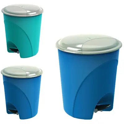LIXEIRA COM PEDAL DE PLASTICO REDONDA COM TAMPA COLORS 12L