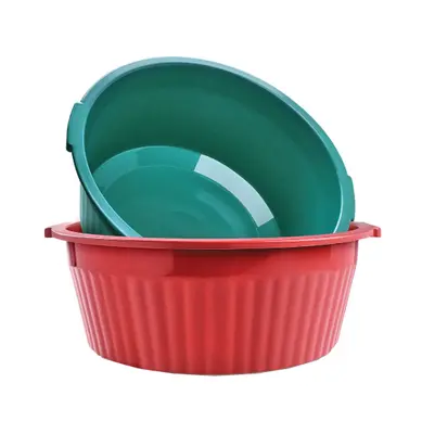 BACIA DE PLASTICO REDONDA CANELADA COLORS COM ALCA 18L 19X39CM DE Ø