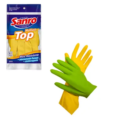 LUVA DE LATEX SANRO TOP FORRADA MULTIUSO PEQUENA
