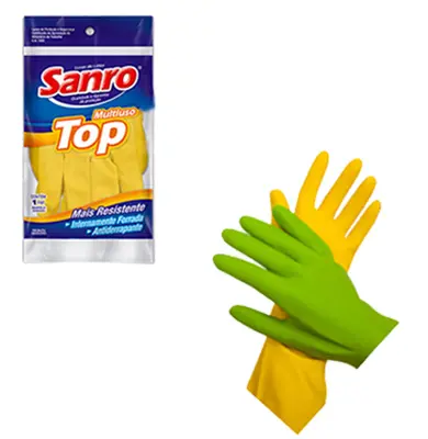 LUVA DE LATEX SANRO TOP FORRADA MULTIUSO MEDIA