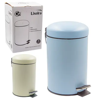 LIXEIRA COM PEDAL REDONDA DE INOX E BALDE INTERNO REMOVIVEL 3L