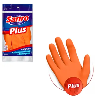 LUVA DE LATEX SANRO PLUS MULTIUSO PEQUENA