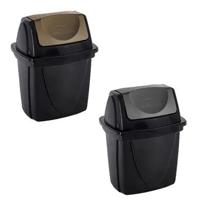 LIXEIRA DE PIA DE PLASTICO RETANGULAR ECOBLACK COM TAMPA BASCULANTE COLORS 6,5L