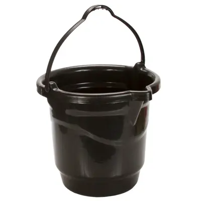 BALDE GRADUADO DE PLASTICO REDONDO PRETO COM BICO E ALCA 18L 34,5X35,5CM DE Ø