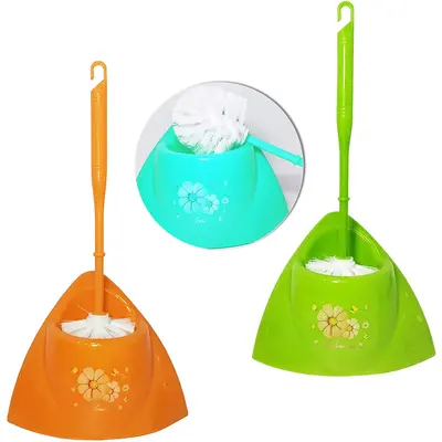 ESCOVA SANITARIA COM SUPORTE DE PLASTICO TRIANGULAR COLORS 39X20X14CM