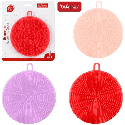 ESPONJA DE SILICONE MULTIUSO REDONDA COLORS 11CM DE Ø NA CARTELA