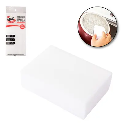 ESPONJA / BUCHA MAGICA DE ESPUMA PARA MANCHAS DIFICEIS MAX CLEAN COM 3 PECAS 10X7X3CM