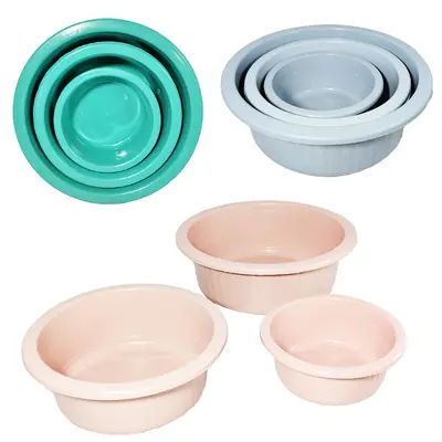 BACIA DE PLASTICO REDONDA CANELADA COM 3 PECAS PMG 2700/1400/600ML