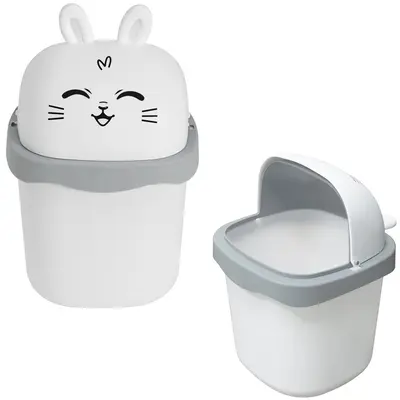 LIXEIRA DE MESA DE PLASTICO QUADRADA COM TAMPA COELHO 1,5L 22X14,5CM