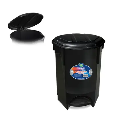 LIXEIRA COM PEDAL DE PLASTICO OVAL BLACK 30L